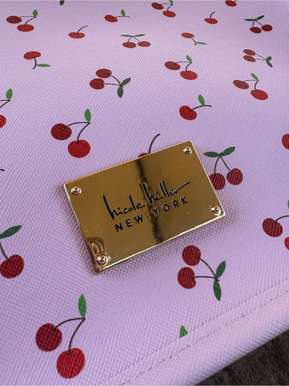 Nicole Miller Cherry Print Lavender Pouch